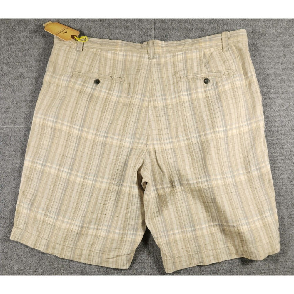 Tommy Bahama Shorts Mens 42 Linen Plaid Beige Silk Blend NEW - Picture 2 of 7
